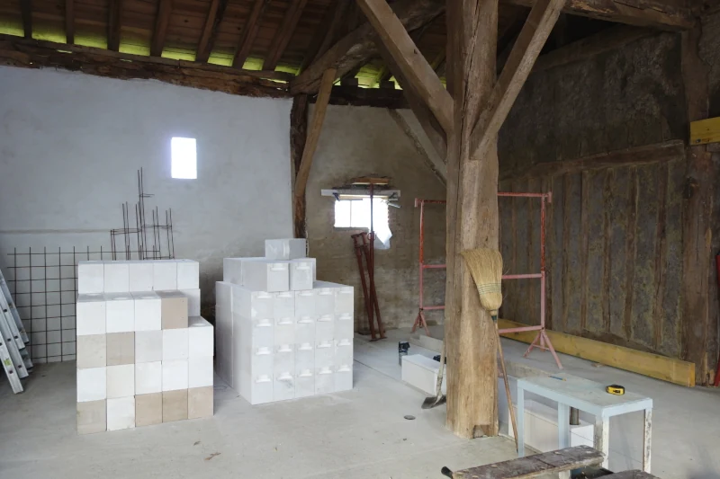 Stockage des blocs de béton cellulaire.